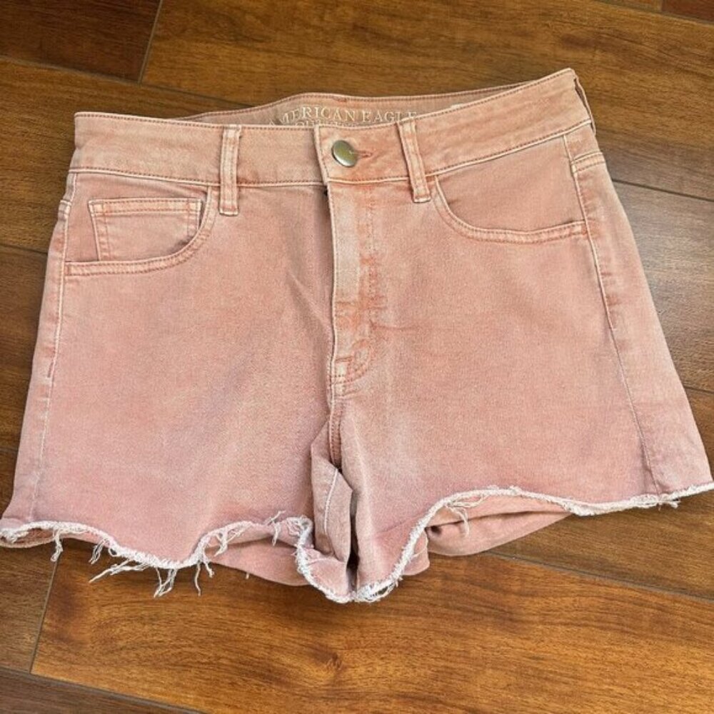 American Eagle Womens Dusty Rose High Rise Shortie Super Super Stretch Size 8